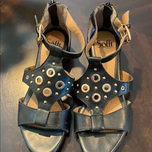 Black wedge heel sandals